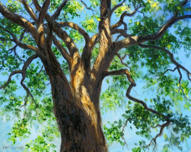 "The Tree Above"<br>giclee painting hand embellished by the artist on stretched canvas <br> 24"x 30", $875.00 ,S/H $45.00