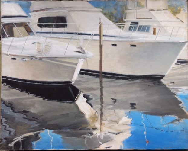 Boats and Reflections<br>original acrylic painting on stretched canvas 24" x 30"<br>$2300.00, S/H $45.00