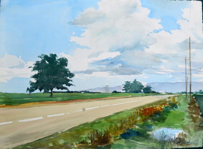 A Road to Urbana<br>original watercolor<br>18" x 24", $525.00