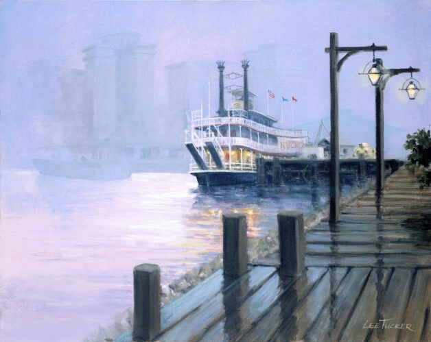 Moonwalk to the Steamboat Natchez<br> giclee painting hand embellished by the artist<br>24" x 30" $650.00, $45.00 S/H