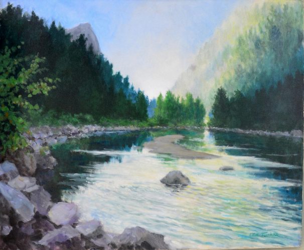 Mountain Lake<br>original acrylic on 24" x 30' canvasbr> $1800.00, $45.00 S/H