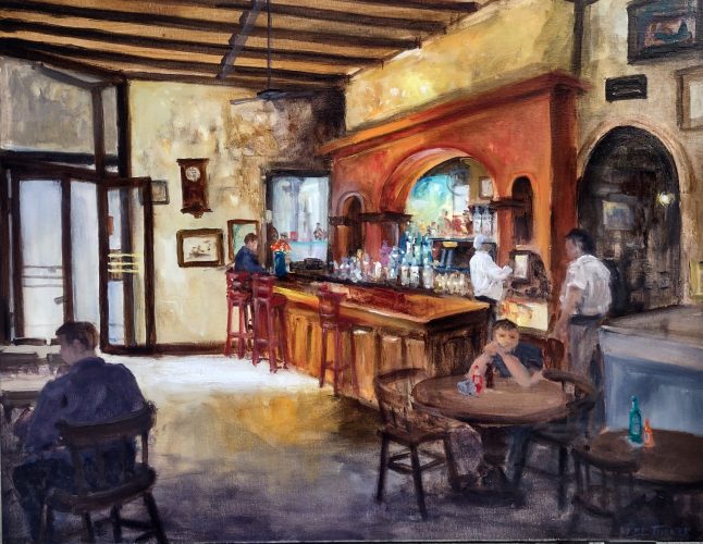 Napoleon House<>hand embellished giclee by Lee Tucker<>24"x 30" stretched canvas<>$650.00, S/H $45.00