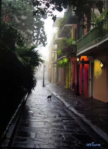 Pirates Alley Cat<br>giclee painting hand embellished by the artist<br>18" x 24"stretched canvas, $525.00.00