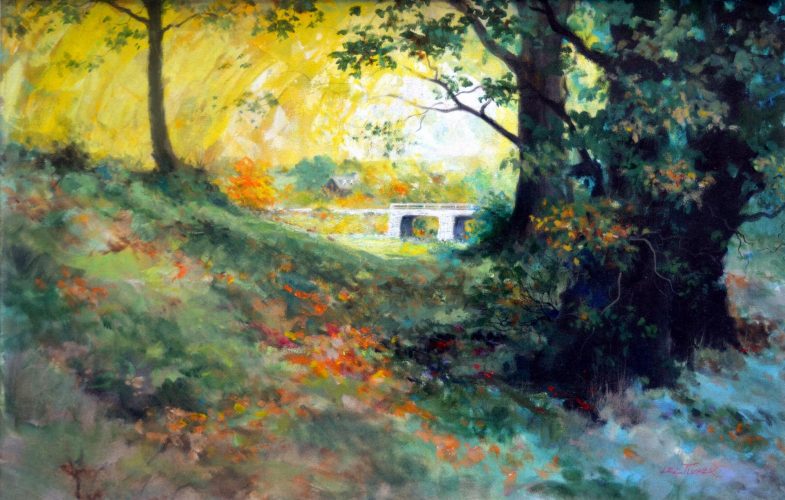 Fall Creek, Wales <br>$3,500 original acrylic 24"x36", S,/H $65.00